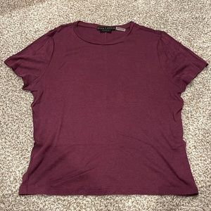 Alice + Olivia Cindy Classic Cropped Tee, Size L, Plum (Dark Purple)